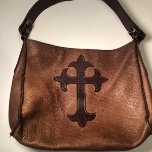 Two Bar West  Brown Leather Bag w/Two Straps